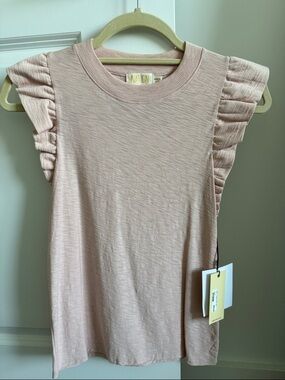 Nation LTD Blush Pink Ruffle Shoulder Tank